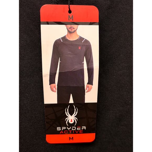 Spyder Active Men's Active Raglan Long Sleeve Shirt Sz M Black Stretch Baselayer - Picture 5 of 8
